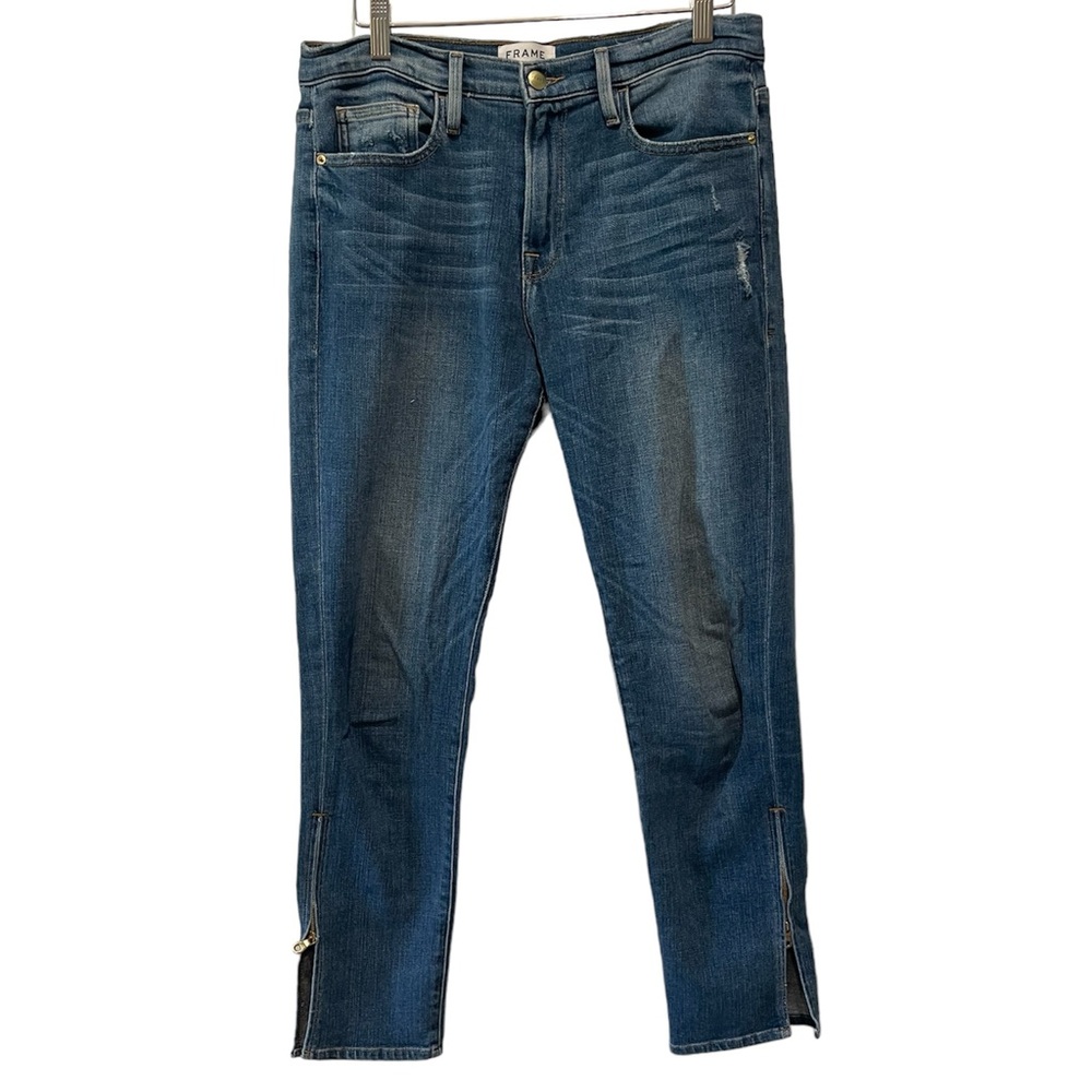 Frame ‘le boy’ straight jeans with zippers Perfect cropped jeans - Picture 8 of 9